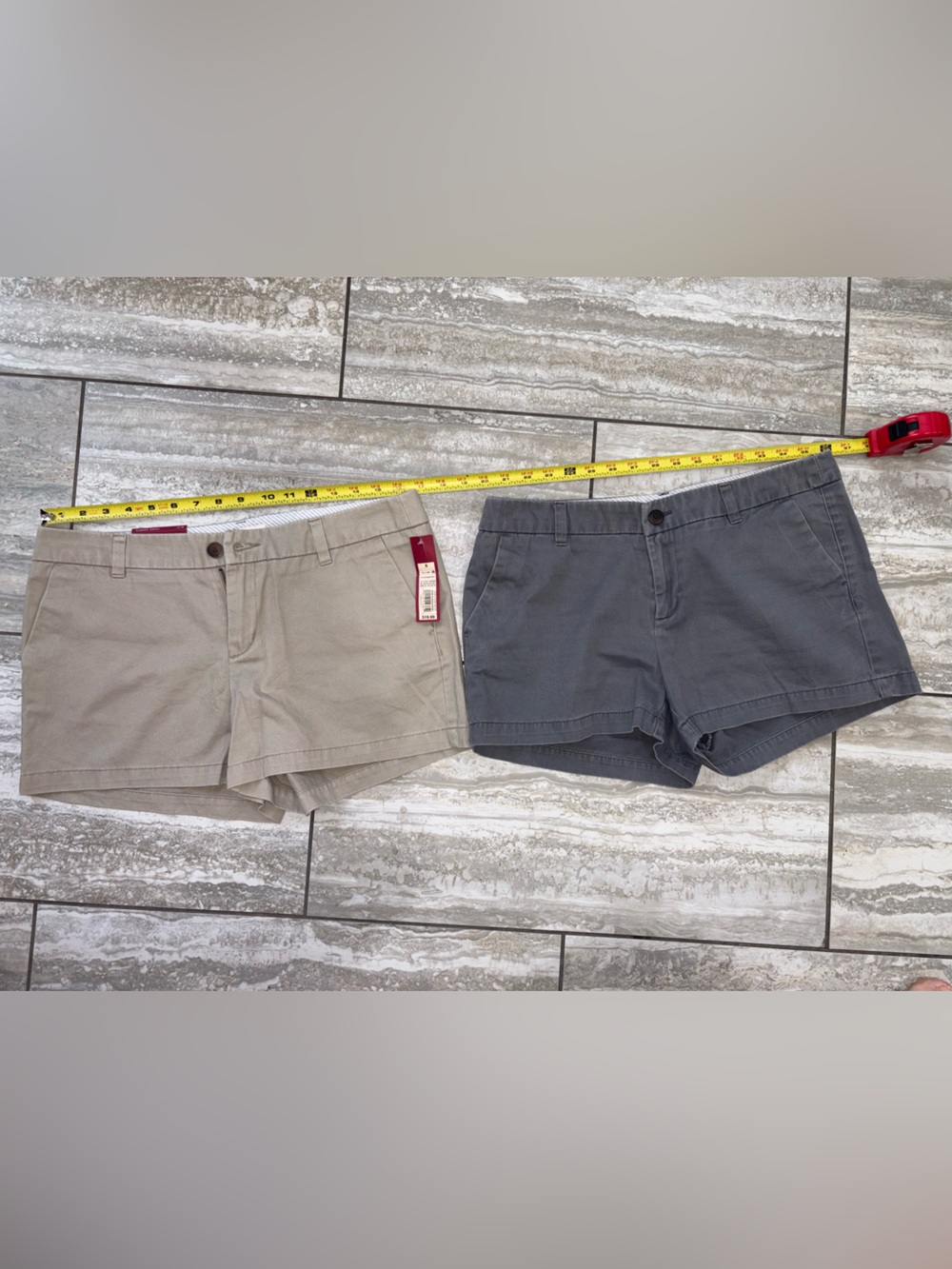 2 pairs Women’s Sz 8 Merona Khaki and Charcoal Shorts One NWT other EUC